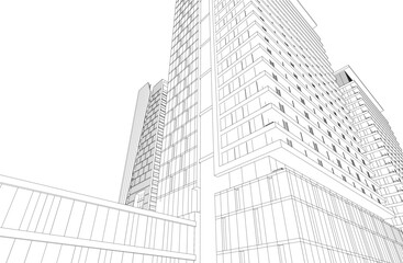 Fototapeta premium Modern architecture vector 3d illustration