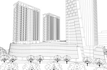 Fototapeta premium Modern architecture vector 3d illustration