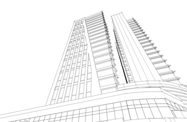 Fototapeta premium Modern architecture vector 3d illustration