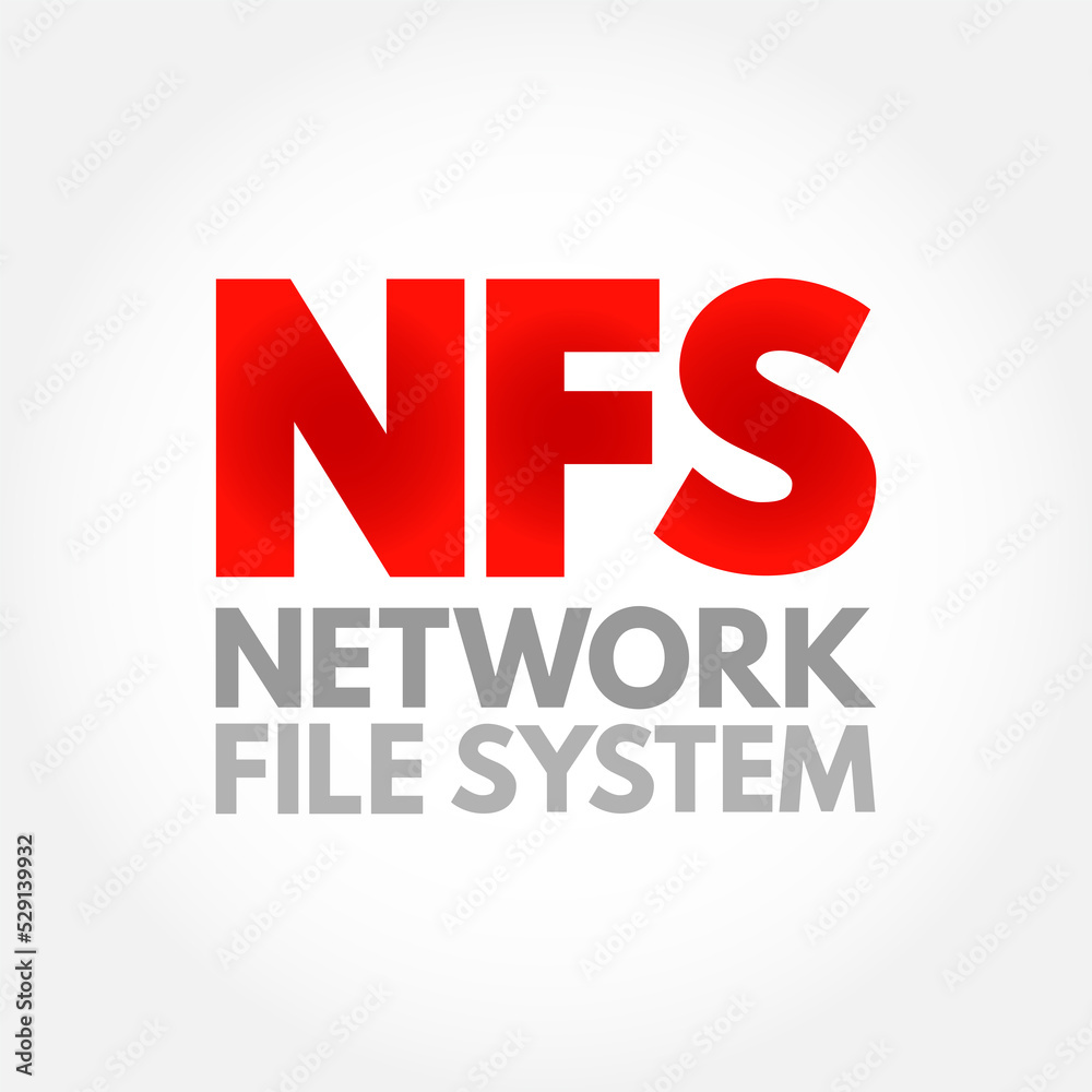 Poster nfs network file system - mechanism for storing files on a network, acronym text concept background
