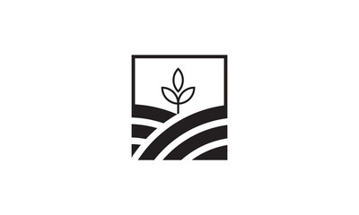 agriculture tree logo square combination, unique concept. farm symbol icon