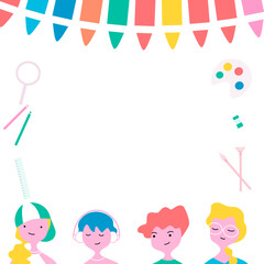 Back to school background for school advertisement banner, flat vector illustration.