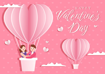 Happy Valentines Day Template Hand Drawn Cartoon Flat Illustration Which is Commemorated on February 17 for Love Greeting Card or Poster Design