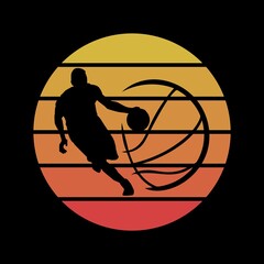 Retro basketball illustration design suitable for sports content and graphic resources. 
