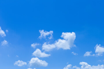 Naklejka na ściany i meble Blue sky with white cloud, nature background, weather and season concept