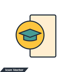 mobile learning icon logo vector illustration. E-learning symbol template for graphic and web design collection