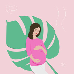 Pregnant woman in pink blouse