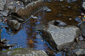 Rapids on a mountain river in the Karelian forest