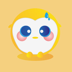 Shy penguin in yellow