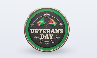 Obraz premium 3d Veterans day Guyana rendering front view