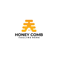 honey comb logo concept, honey home design template