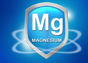 Minerals magnesium Mg shield for health concept - obrazy, fototapety, plakaty