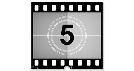 Old film movie with timer count number five
