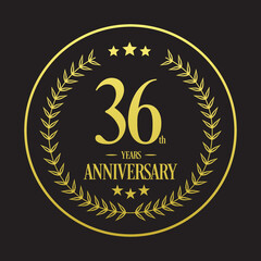 Luxury 36th years anniversary vector icon, logo. Graphic design element