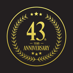 Luxury 43rd years anniversary vector icon, logo. Graphic design element
