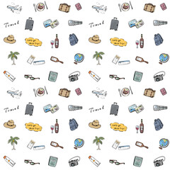 旅行のイラスト　手描き　カラー　背景素材 © harako