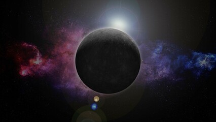 planet mercury enters retrograde in libra , Mercury at superior solar conjunction 3d illustration concept