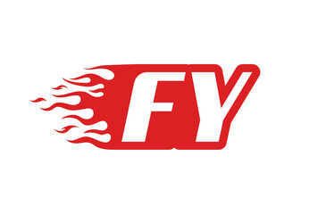 Letter FY or F Y fire logo vector illustration in red and white. Speed flame icon for your project, company or application.