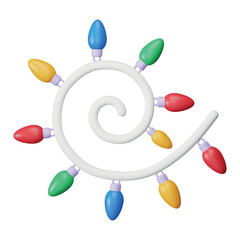Christmas lights 3d rendering isometric icon.