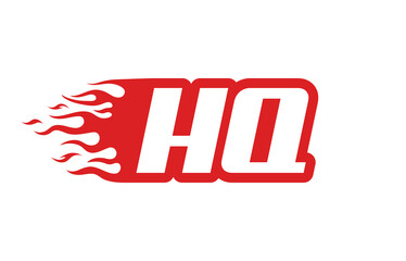 Fototapeta premium Letter HQ or H Q fire logo vector illustration in red and white. Speed flame icon for your project, company or application.