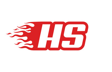 Letter HS or H S fire logo vector illustration in red and white. Speed flame icon for your project, company or application.