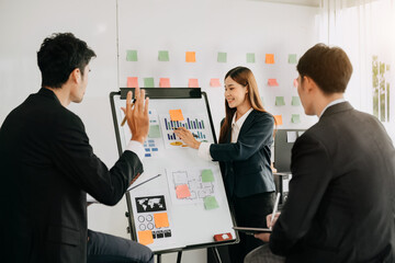 The Conferences,Training Education, Business, start up Concept.Group of smart Business Finance Corporate Development and Businessman making presentation in meeting.