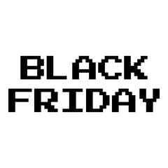 Cartel de venta con texto Black Friday con fuente de juegos de arcade de estilo retro aislada