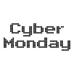 Cartel de venta con texto Cyber Monday con fuente de juegos de arcade de estilo retro aislada