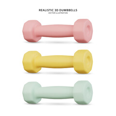 Realistic 3d dumbbells vector illustration