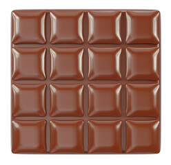 Close view of chocolate isolated on white background top view high quality details, 3d rendering