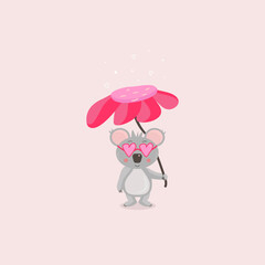 koala with flower umbrella  3000px 3000 px