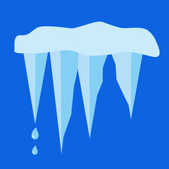 ice icicles on blue background