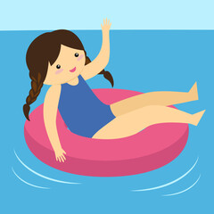 girl floating on an inflatable ring