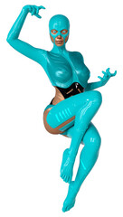 3D Rendering Female Robot on White