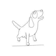 Continuous line drawing of a cute dog. Minimalism art.