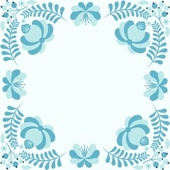 blue floral frame winter background illustration