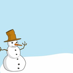 snowman in the snow , winter background