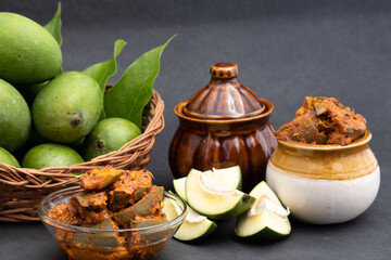 Mango Pickle Also Called Aam Ka Achar, Sookha Kairi, Chatpata Loncha Is Made of Unpeeled Raw Green...