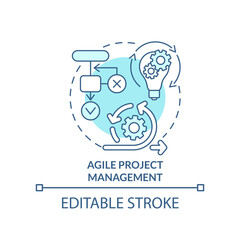 Agile project management turquoise concept icon. Flexible planning for business abstract idea thin line illustration. Isolated outline drawing. Editable stroke. Arial, Myriad Pro-Bold fonts used