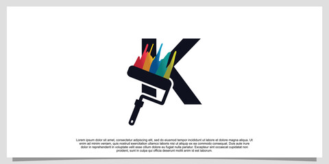 Logo design initial letter K for business with paint color