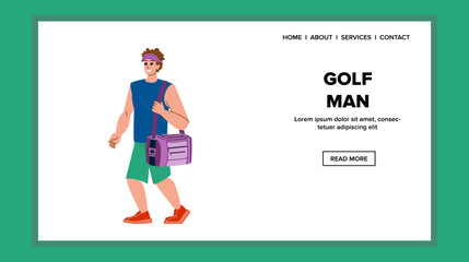 golf man vector. golfer sport play, fairway summer, player green, game swing course, lifestyle club male golf man character. people flat cartoon illustration