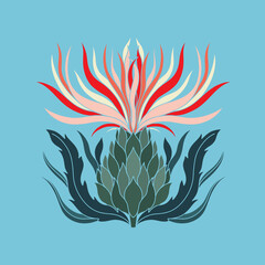 Art nouveau style flower plant basic element. 1920-1930 years vintage design. Symbol motif design.