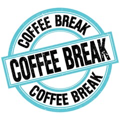 COFFEE BREAK text on blue-black round stamp sign