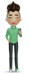 3d rendering , boy speak on mobile phone