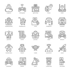 Game Shop icon pack for your website design, logo, app, UI. Game Shop icon outline design. Vector graphics illustration and editable stroke.