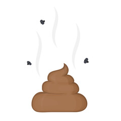 Poop. Flies fly over shit, vector illustration
