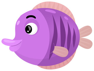 cartoon happy and funny looking fish swimming illustration for children