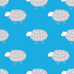 Seamless fabric design of funny sheep.