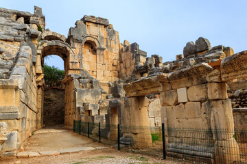 Ruins of ancient Greek-Roman theatre of Myra in Demre, Antalya province in Turkey