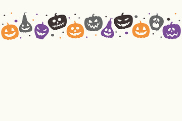 Halloween background with creepy pumpkin lanterns. Vector